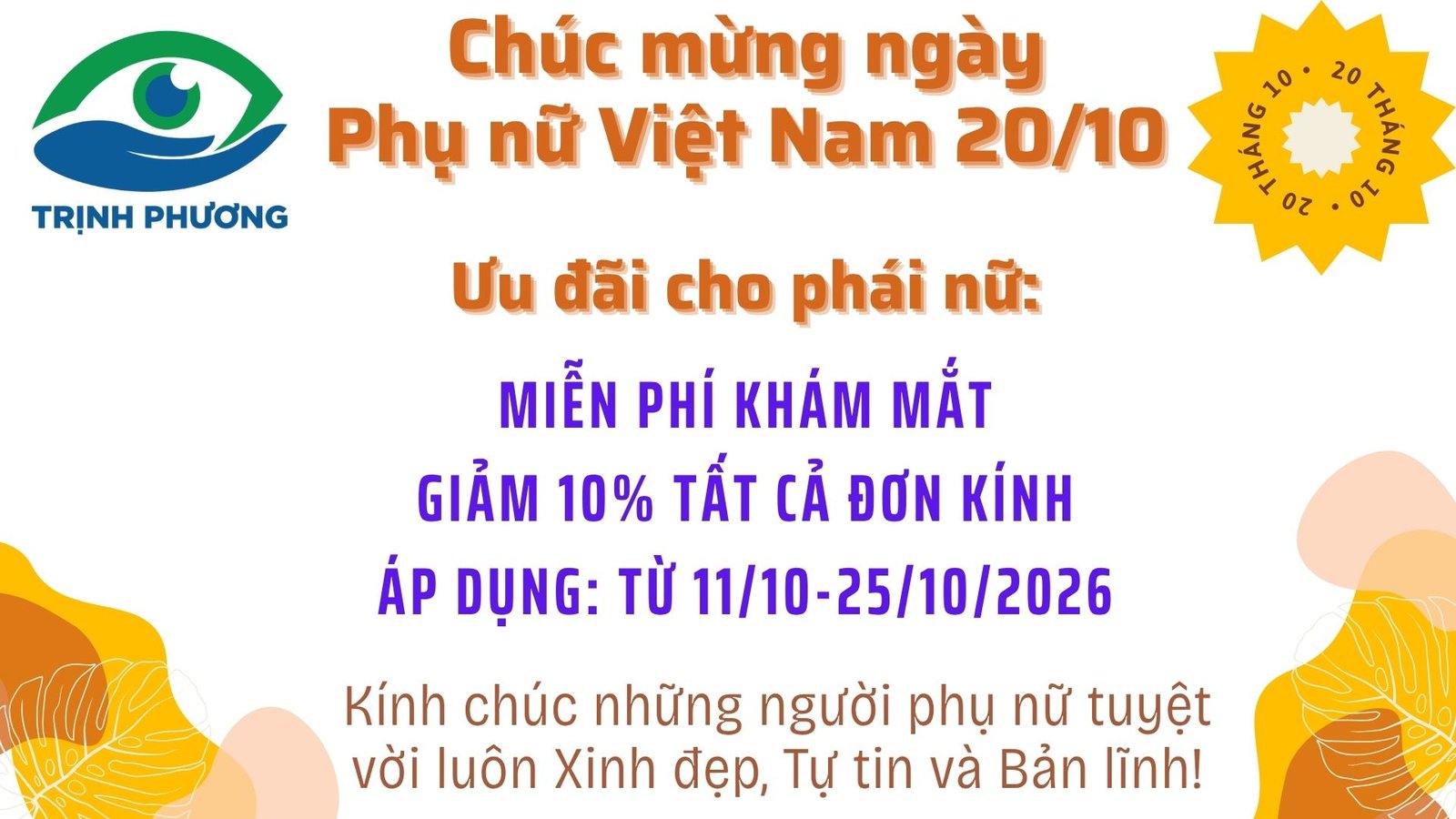 🌸 ƯU ĐÃI ĐẶC BIỆT DÀNH RIÊNG CHO PHÁI ĐẸP – CHÀO MỪNG 20/10! 💖